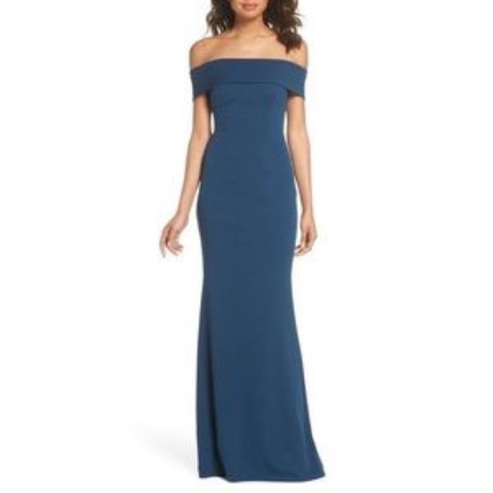 NWT Katie May Off-Shoulder Legacy Gown in Blue - Size 18W and 20W